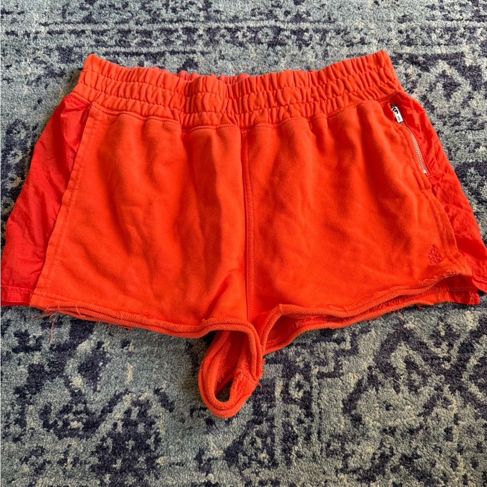 Free People Movement Heatwave Orange Half Way Terry Cloth Cotton Short Size L - Picture 2 of 10